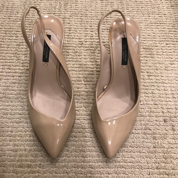 zara patent slingback heels